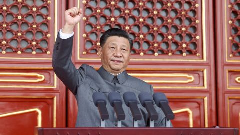 Chinese leader Xi Jinping delivers a speech marking the 100th anniversary of the Communist Party in Beijing.