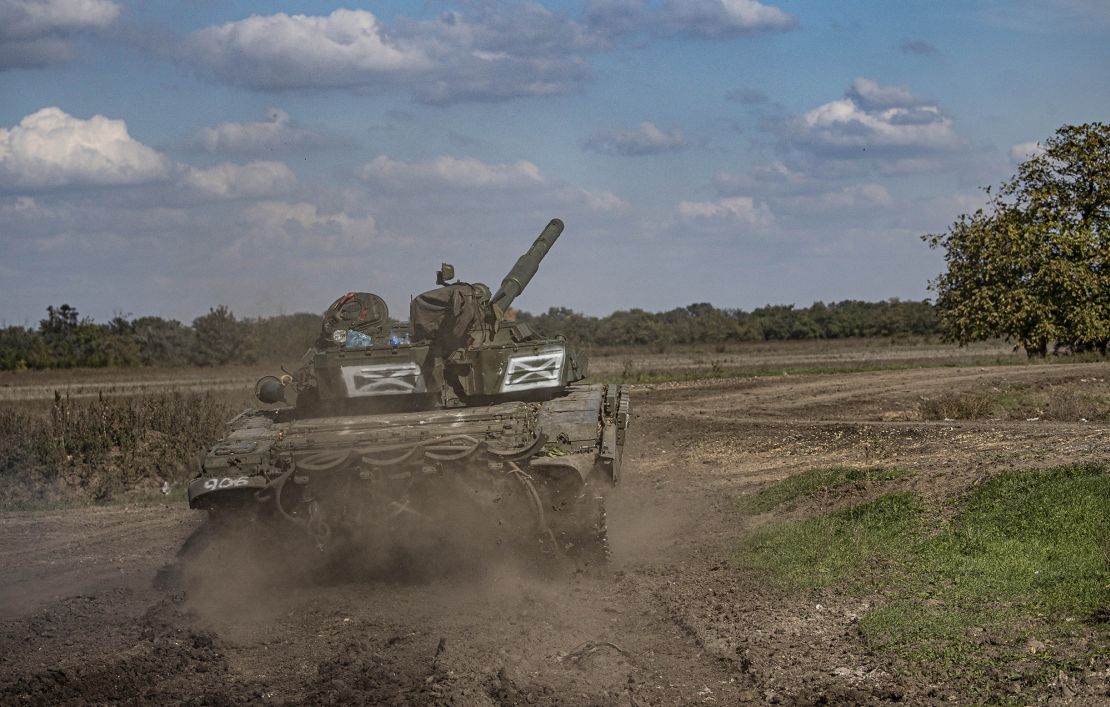 Ukrianin forces are seen taking control of a village on Friday in the Kherson region.