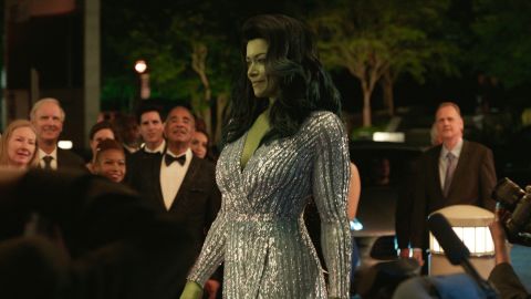 Tatiana Maslany in an episode of Marvel Studios' "She-Hulk: Attorney at Law."