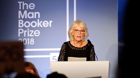 Camilla, then known as the Duchess Of Cornwall, addresses guests during the 2018 Man Booker Prize for Fiction award ceremony.