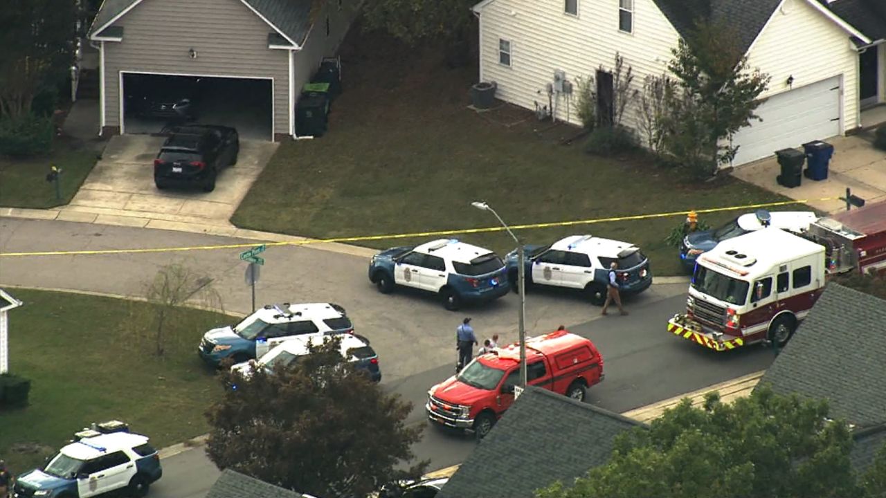 Raleigh police respond to the Hedingham neighborhood on October 13, 2022.