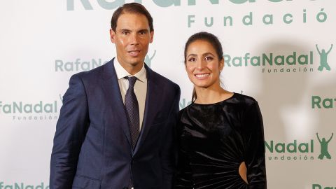 Nadal and his wife pose for a photo during the commemorative of the "X Anniversary of the Rafa Nadal Foundation" in Madrid. November 18, Spain