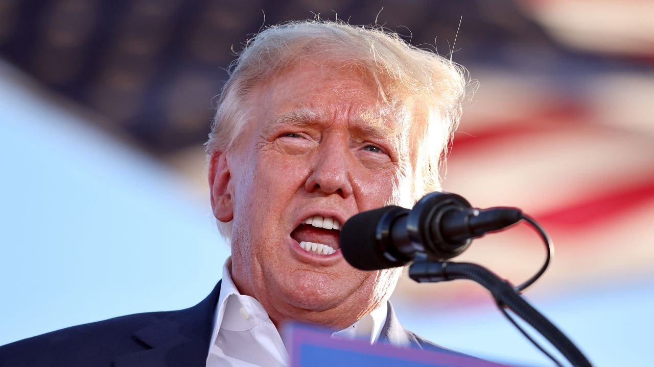 Former President Donald Trump speaks at a campaign rally on October 9, 2022, in Mesa, Arizona.