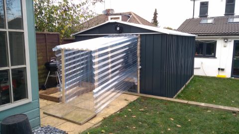 He built a shed in his garden to complete the build.