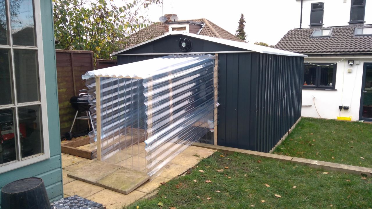 He built a shed in his garden to complete the construction.