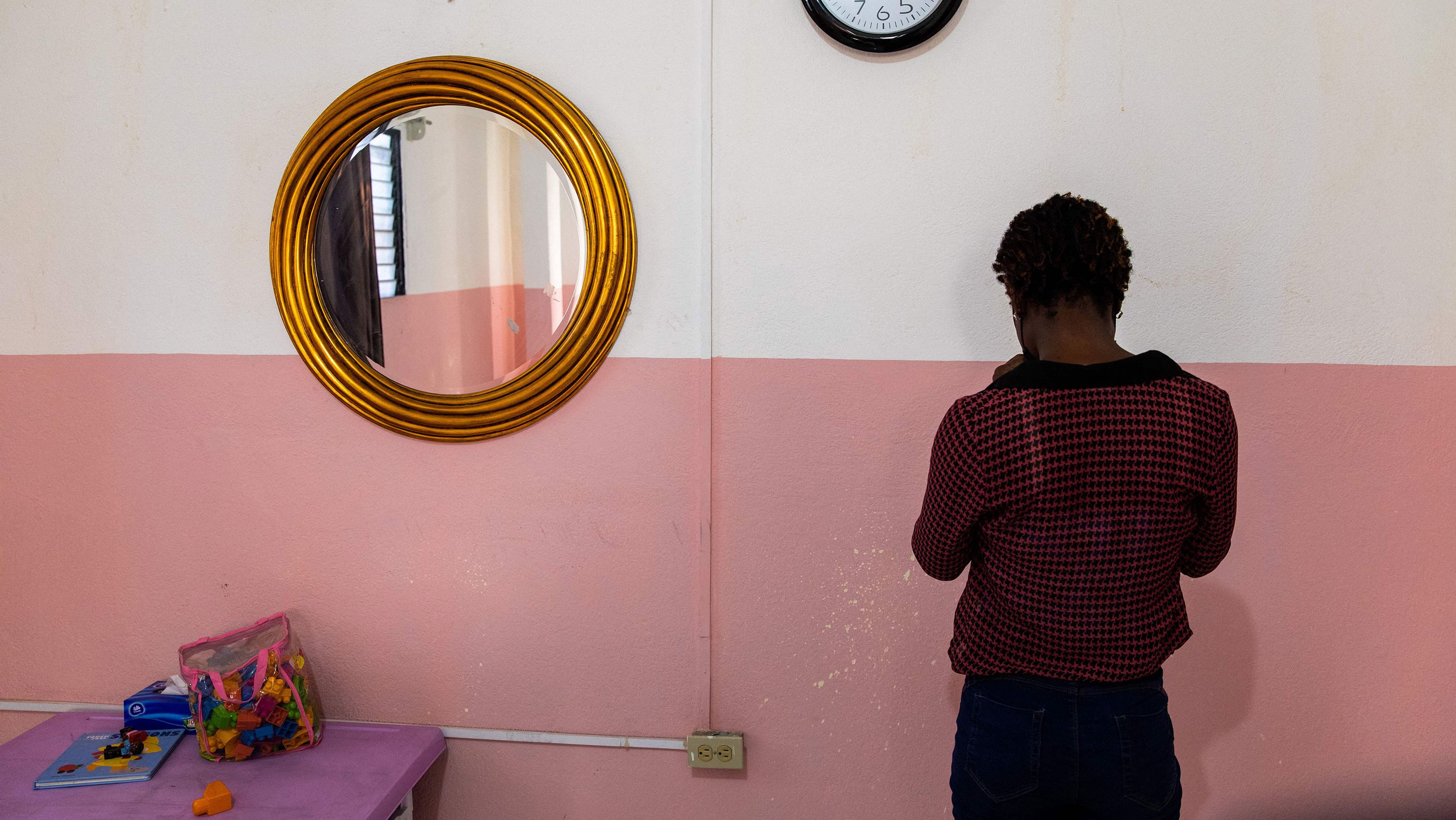 An anonymous victim of sexual abuse poses for a photo at the Doctors Without Borders' "Pran men'm" clinic in Delmas 33 comune, Port-au-Prince on November 19, 2021. 
