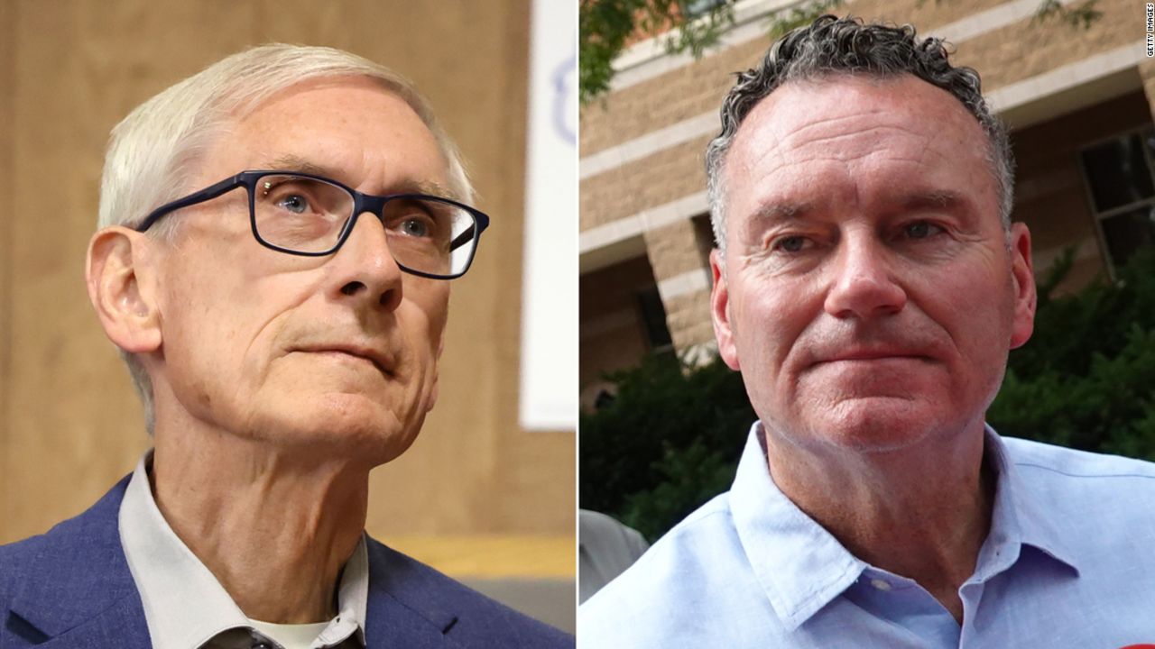 Tony Evers, left, and Tim Michels