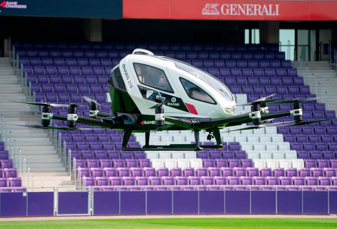 Another air taxi in development is this vehicle from Chinese company Ehang. After several successful public test flights, it's hoped the Ehang 216 will be ready by 2025, when the Chinese government plans to have flying taxis in the air.