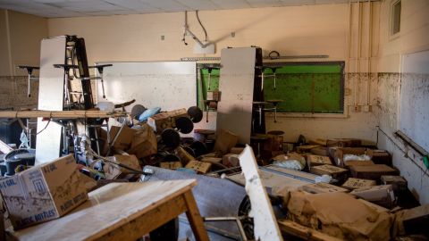 A photo of Waverly Elementary shows how far the water rose inside the school during flooding in August 2021. 