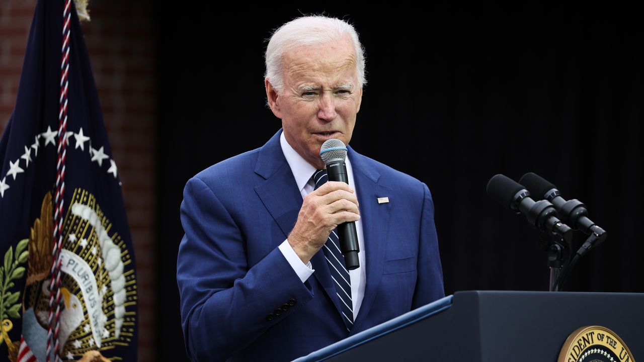President Joe Biden delivers remarks at a stop in Irvine, California, on October 14, 2022.