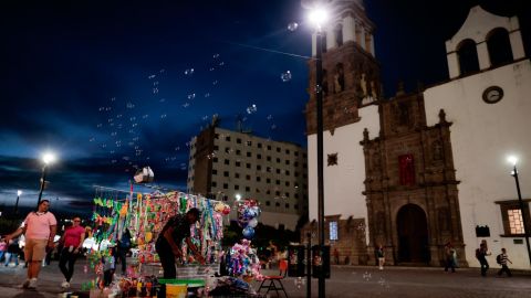 The central plaza in Irapuato, Guanajuato state, Mexico, pictured in February 2020. The state is attractive to drug cartels for the same reason it is to auto manufacturers: road and rail networks that lead straight to the US border.