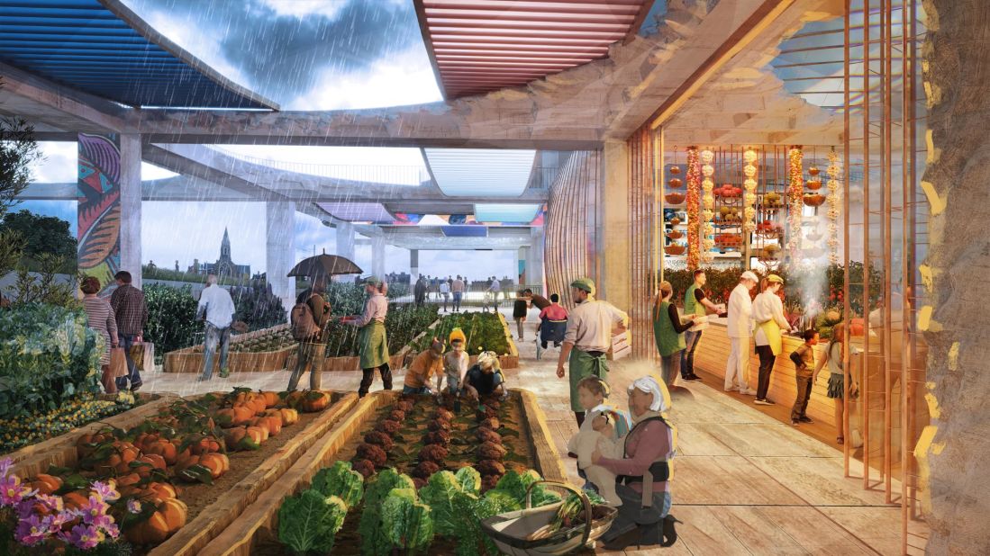 A derelict shopping mall would become a flexible green space to bring people together.