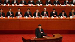 China's President Xi Jinping speaks during the opening session of the 20th Chinese Communist Party's Congress at the Great Hall of the People in Beijing on October 16, 2022. 