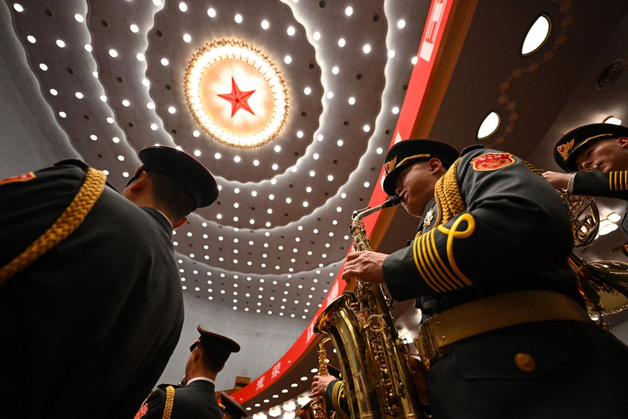 The People's Liberation Army band performs on the first day.