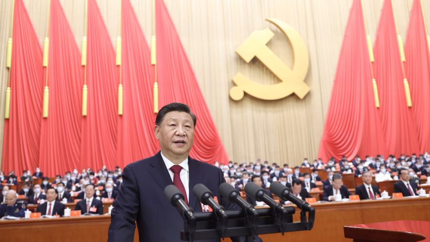 Xi Jinping delivers a report to the 20th National Congress of the Communist Party of China (CPC) on behalf of the 19th CPC Central Committee at the Great Hall of the People in Beijing, capital of China, Oct. 16, 2022. The 20th CPC National Congress opened on Sunday.