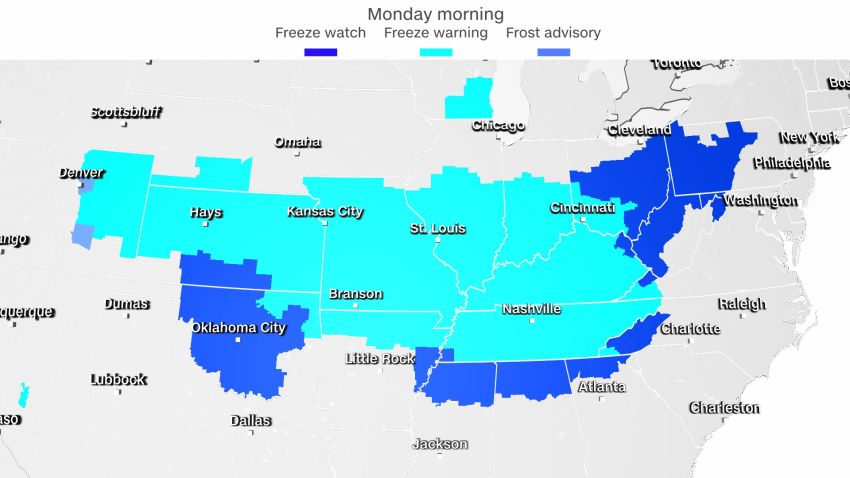 freeze alerts monday