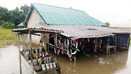 Photo taken on Oct. 9, 2022 shows a flooded house in the Ahoada West area of Rivers state, south Nigeria. More than 500 people have been killed and 1,546 others injured this year in Nigeria due to heavy rains and floods, an official said Tuesday. 