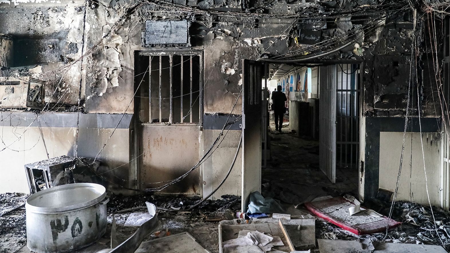 The aftermath of the fire at Evin prison in Tehran on October 16. Eight prisoners were reported dead.