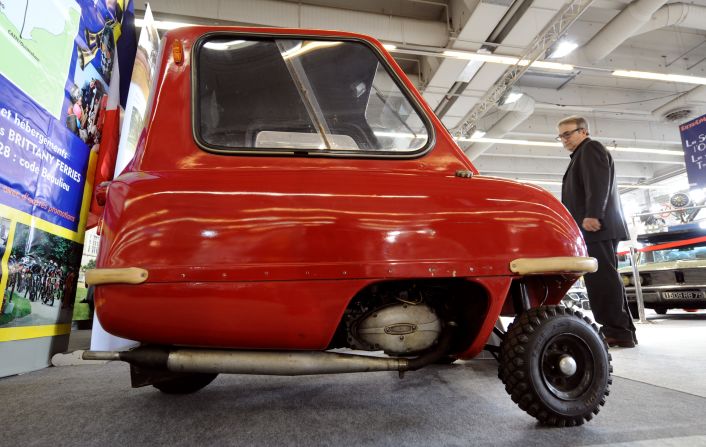 The three-wheeled, single-door Peel P50 debuted in 1962 and is still the  <a href="index.php?page=&url=https%3A%2F%2Fp50cars.com%2F" target="_blank" target="_blank">smallest production car</a> ever made. 