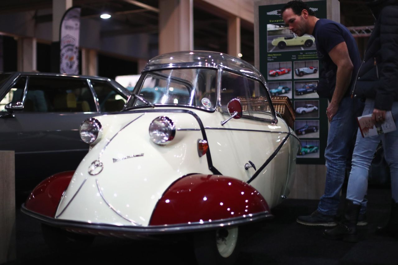 The three-wheeled KR175-2B is another classic bubble car from the 1950s, produced by airline manufacturer Messerschmitt.