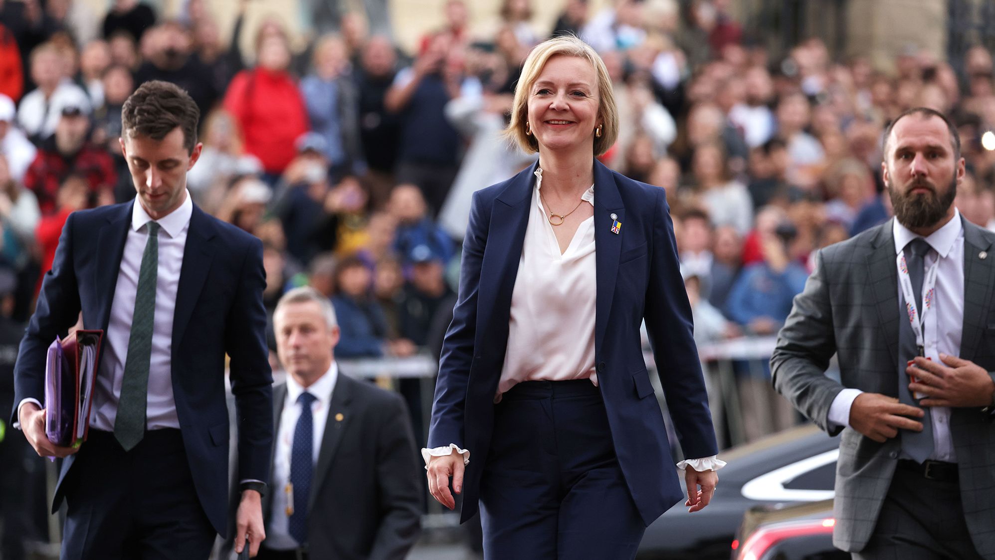 Truss arrives for the inaugural gathering of the European Political Community in Prague in October 2022.