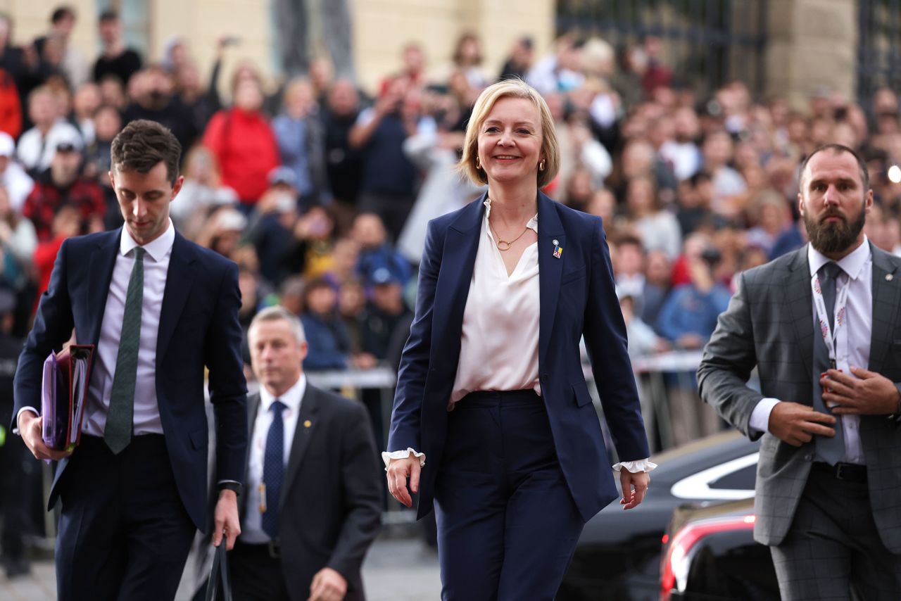 Truss arrives for the inaugural gathering of the European Political Community in Prague in October 2022.