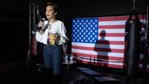 Kari Lake appears during a "Fight Night" event in Phoenix, on Friday, October 14, 2022.