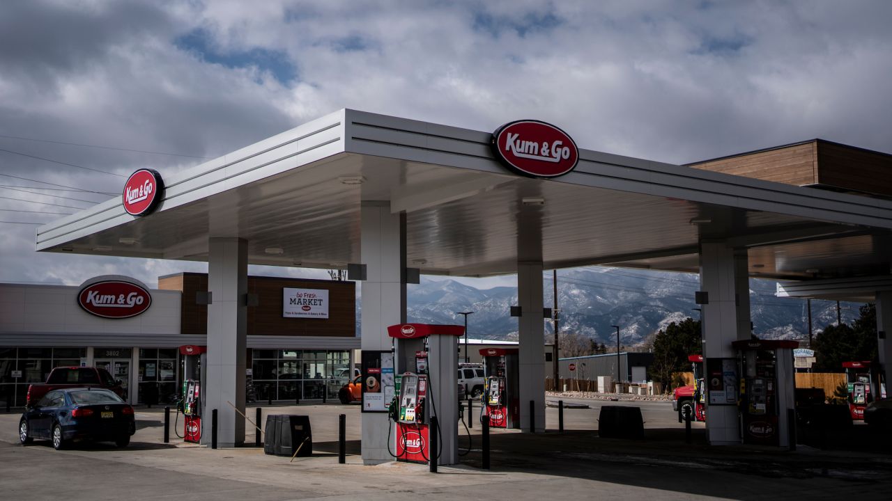 A Kum & Go LC gas station is shown in Colorado, Springs, Colorado.