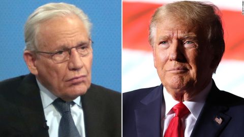 Journalist Bob Woodward, left, is releasing a new audiobook featuring his recorded interviews with former president Donald Trump