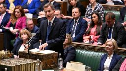 British Chancellor of the Exchequer Jeremy Hunt speaks at the House of Commons, in London, Britain, October 17, 2022.