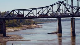 Low water on the Mississippi River in Vicksburg, Mississippi, on October 11.
