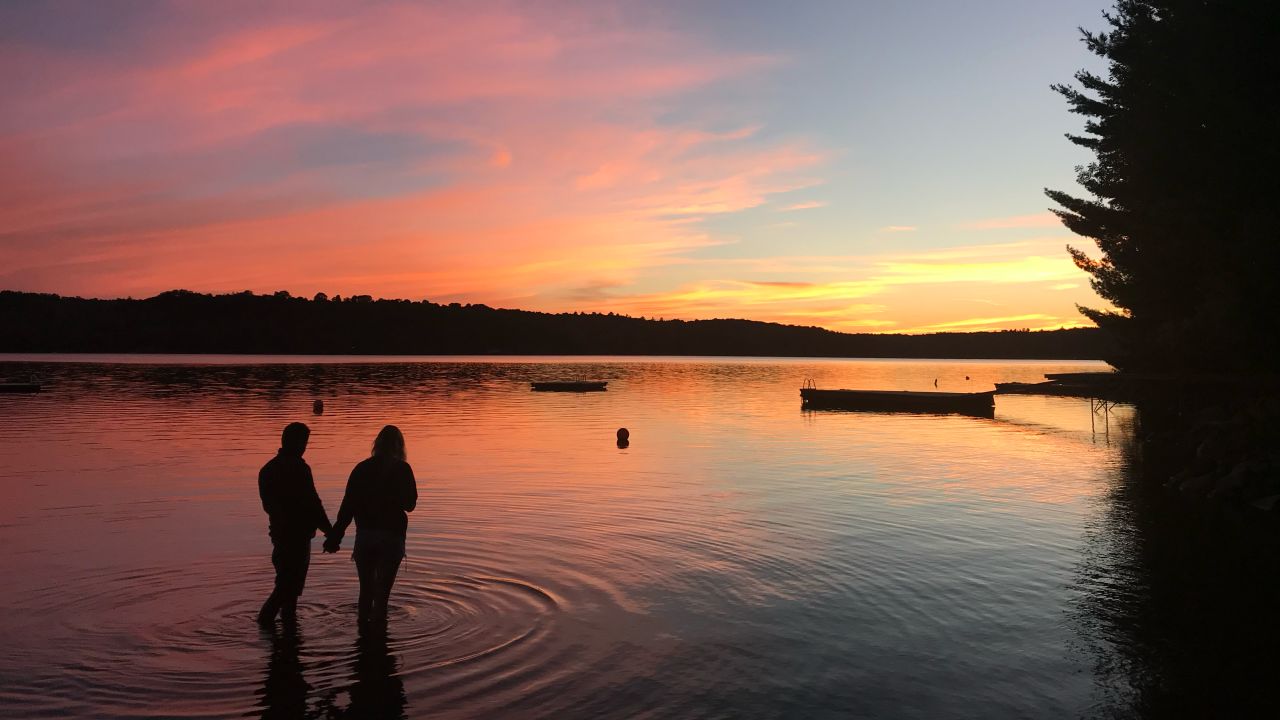 <strong>Long distance relationship:</strong> After going their separate ways, Cheryl and Preet later reunited and decided to make a long-distance relationship work. Here they are pictured at sunset in Ontario.
