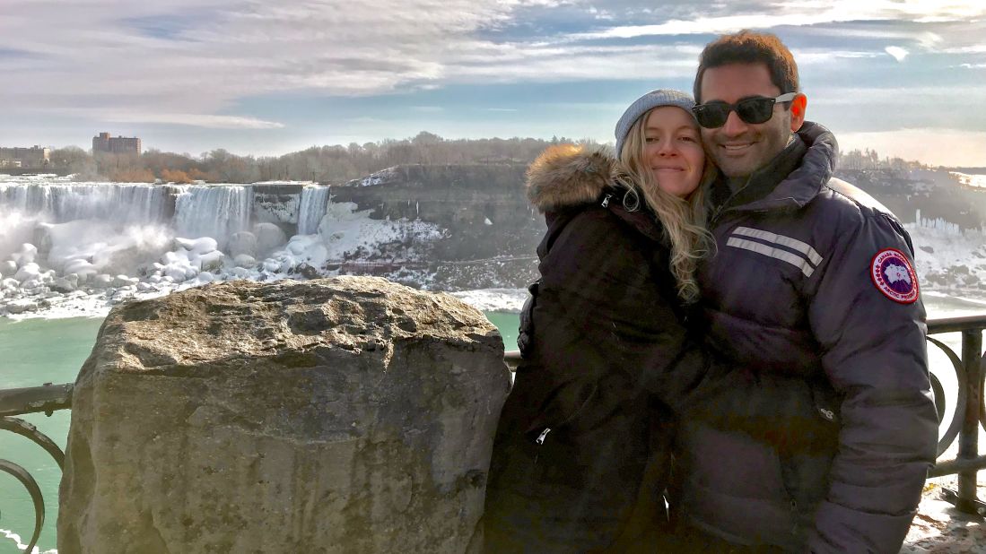 <strong>Quick connection</strong>: The two -- pictured here at Niagara Falls -- are both originally from Canada, but when they met Cheryl lived in the UK and Preet lived in Canada. They quickly clicked but worried the long distance would be a barrier.