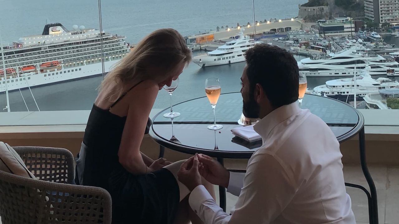 The couple got engaged in Monaco earlier this year.