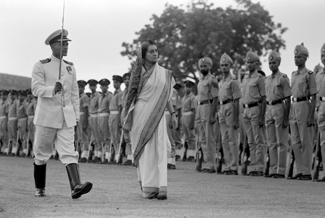 Former Indian prime minister Indira Gandhi at Delhi's historic Red Fort. 