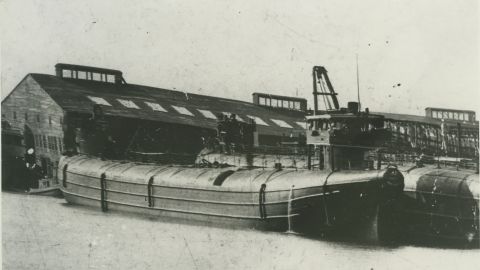 Barge 129 was one of only 44 whalebacks ever to be made, plying the Great Lakes during the late 19th century.