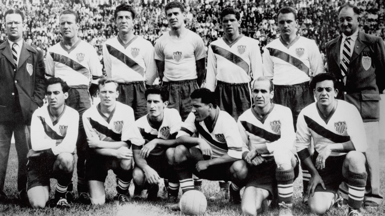 The US line up before the game against England in 1950. 