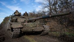 BAKHMUT, UKRAINE - OCTOBER 19: A Ukrainian tank crew fighting on the frontline is seen in Bakhmut, Donetsk Oblast, Ukraine on October 19, 2022. (Photo by Wolfgang Schwan/Anadolu Agency via Getty Images)