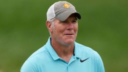 MADISON, WISCONSIN - JUNE 11: Former NFL player Brett Favre walks up the 14th fairway during the Celebrity Foursome at the second round of the American Family Insurance Championship at University Ridge Golf Club on June 11, 2022 in Madison, Wisconsin. (Photo by Patrick McDermott/Getty Images)