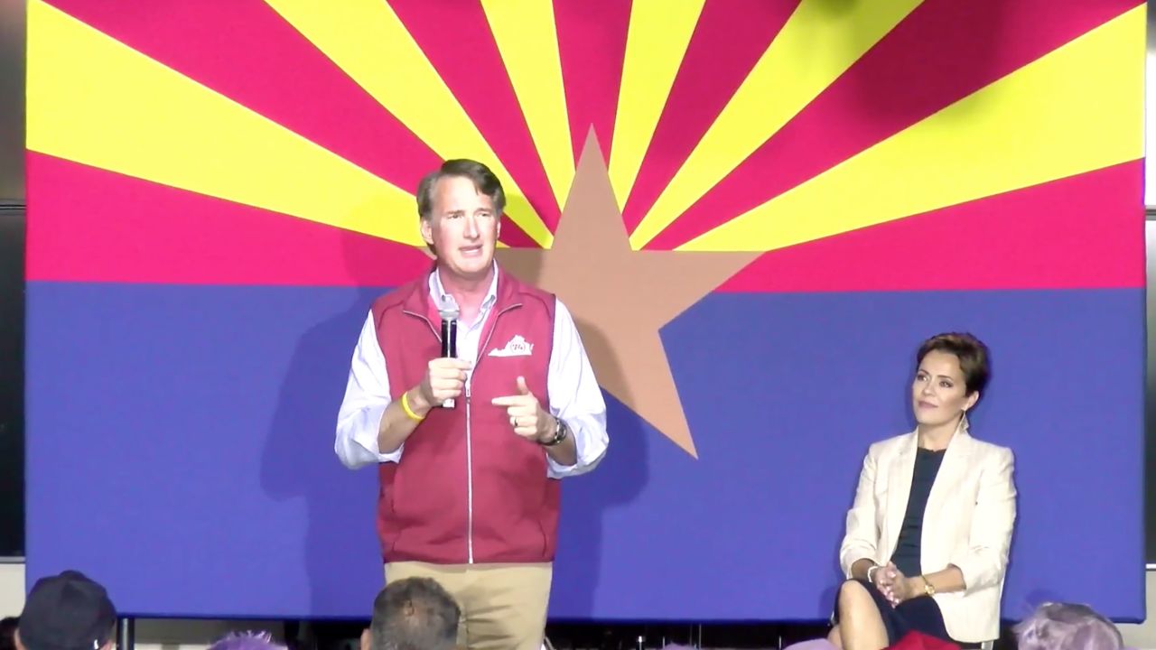 Gov. Glenn Youngkin campaigns with Arizona GOP gubernatorial candidate Kari Lake. 