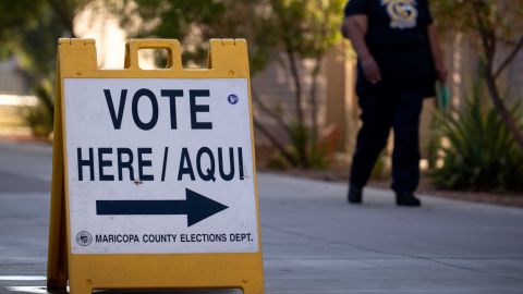 A Mesa Community College polling place is shown on August 4, 2020.
