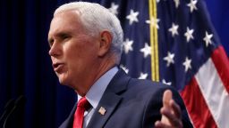 Former U.S. Vice President Mike Pence speaks at the Heritage Foundation in Washington, U.S., October 19, 2022.