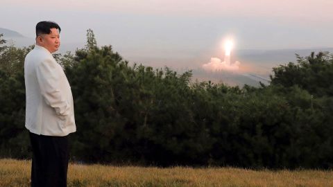 Kim Jong Un inspects a missile test at an undisclosed location in North Korea, in a photograph Pyongyang released on October 10, 2022.