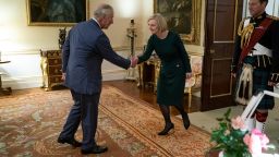 LONDON, ENGLAND - OCTOBER 12: King Charles III meets Prime Minister Liz Truss during their weekly audience at Buckingham Palace on October 12, 2022 in London, England. (Photo by Kirsty O'Connor - WPA Pool/Getty Images)