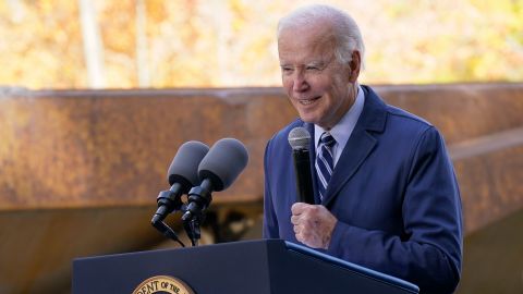 President Joe Biden speaks about his infrastructure agenda at Fern Hollow Bridge in Pittsburgh, October 20, 2022. 