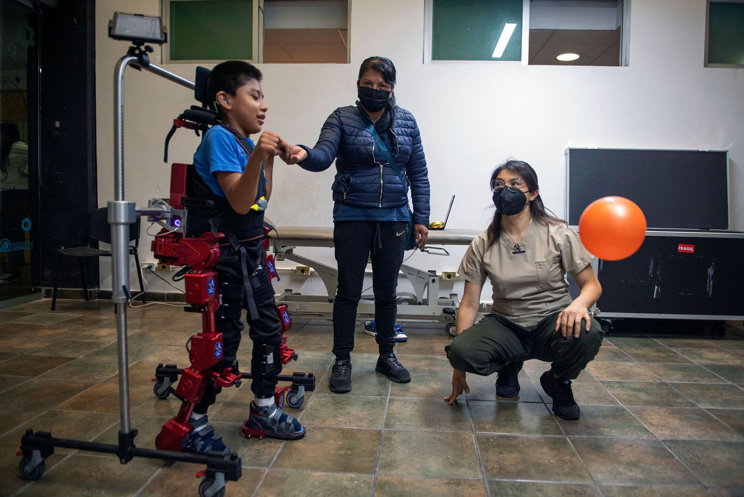 A rehabilitation session with a robotic exoskeleton in Mexico City on Tuesday, October 18.