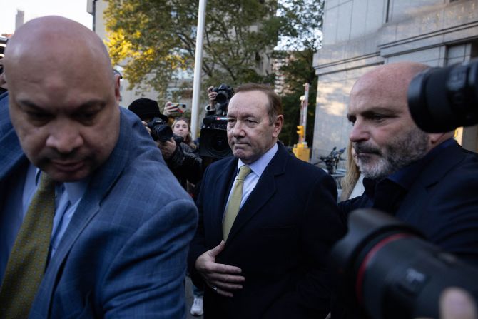 Actor Kevin Spacey leaves court in New York on Thursday, October 20. The jury on Thursday afternoon <a href="index.php?page=&url=https%3A%2F%2Fwww.cnn.com%2F2022%2F10%2F20%2Fentertainment%2Fkevin-spacey-civil-trial-closing%2Findex.html" target="_blank">found him not liable for battery</a> on allegations he picked up actor Anthony Rapp and briefly laid on top of him in a bed after a party in 1986. Jurors deliberated for about an hour and concluded Rapp did not prove that Spacey "touched a sexual or intimate part" of him.