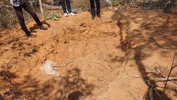 Malawi's Minister of Homeland Security, Jean Sendeza visited Mtangatanga forest where villagers discovered a mass grave with 25 bodies, and five more bodies were found after further search around the forest. (From Jean Sendeza)
