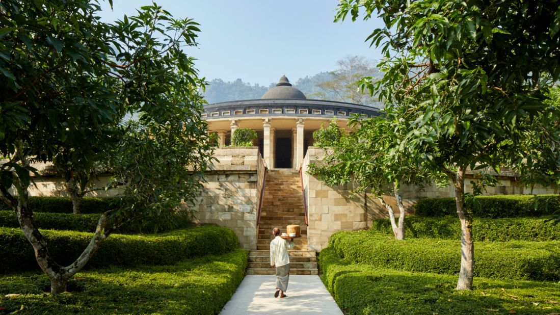 <strong>Buddhist temple-inspired resort: </strong>Amanjiwo means "peaceful soul." Its design was inspired by the stupa of Borobudur, which is an eight-minute drive from the resort.