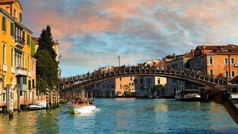 The pair of tourists stole the gondola as it was moored for the night by the Accademia Bridge.